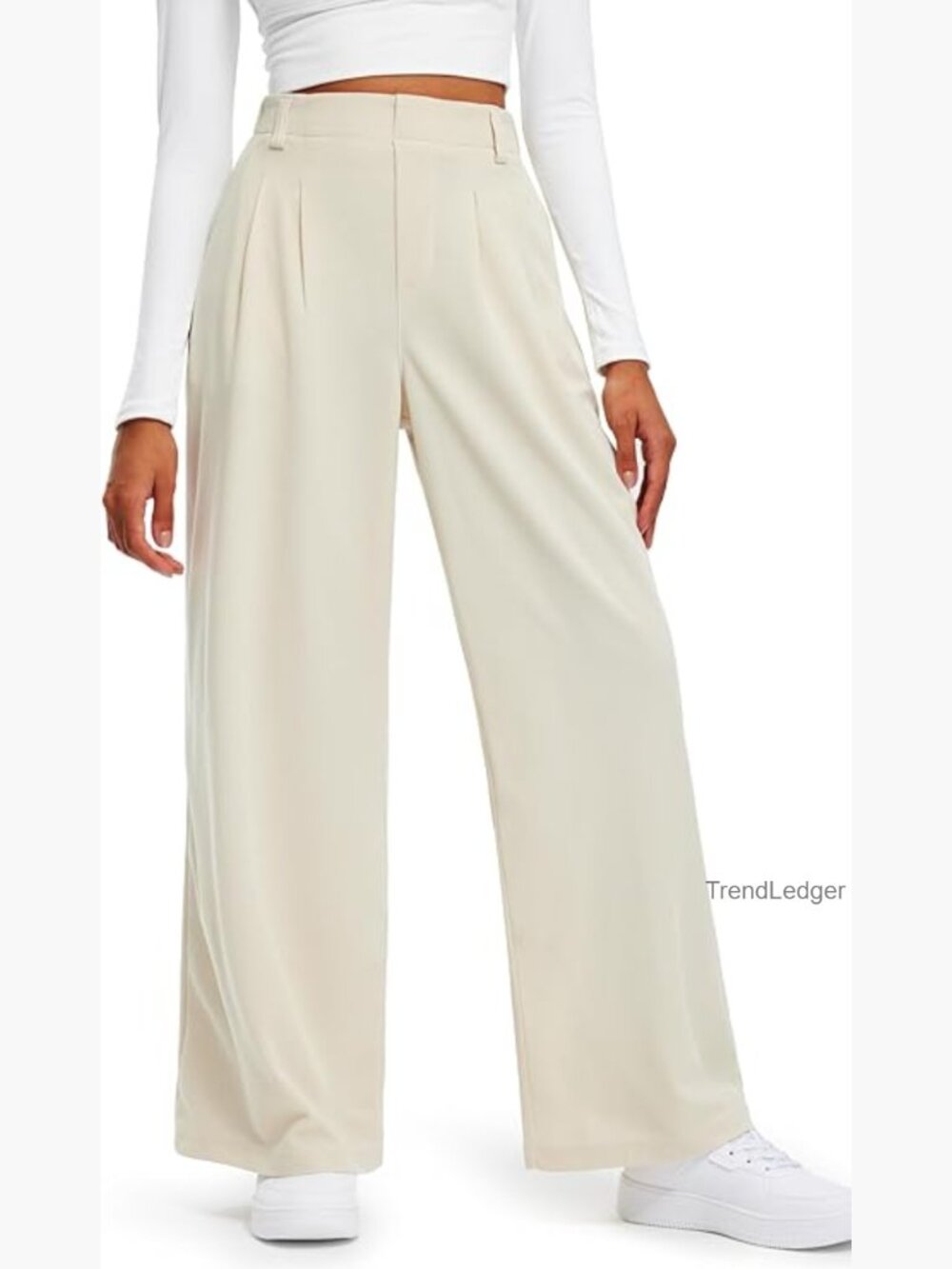 Wide Leg Palazzo Trousers High Waisted Pleated Lounge Pants Yoga Work Slacks